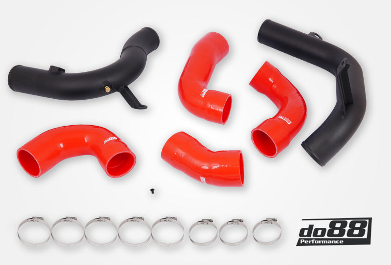 do88 Audi/Seat/Skoda/Volkswagen 1.8T/2.0T (MQB) OEM Intercooler Pressure Pipes w/Red Hoses - TR-340-OE-3-R