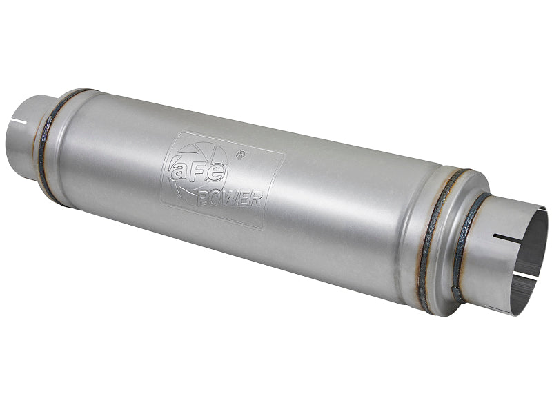 aFe ATLAS Aluminized Steel Muffler 5in Center/Center 24in L x 7in Diameter - Round Body - 49M00023
