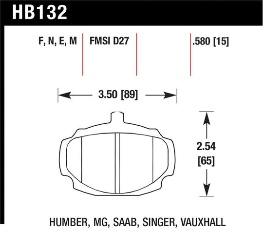 Hawk 62-81 MG MGB Black Race Front Brake Pads - HB132M.580