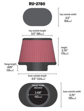 Load image into Gallery viewer, K&amp;N Filter Universal Rubber Filter 2 7/16 inch Flange 4.5x3.75 inch Base 3.5x2.5 inch Top 2.75 inch - RU-2780