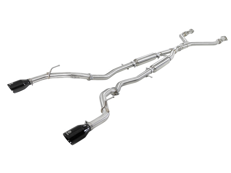 aFe POWER Takeda 2.5in 304 SS CB Exhaust w/ Black Tips 17-19 Infiniti Q60 V6-3.0L (tt) - 49-36134NM-B