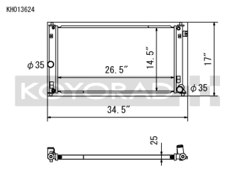 Koyo 2019 Toyota Corolla Hatchback 6MT and CVT (E210 Chassis) All Aluminum Radiator - KH013624