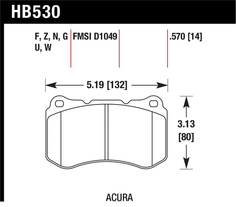 Hawk 07-08 Acura TL Type S DTC-60 Race Front Brake Pads - HB530G.570