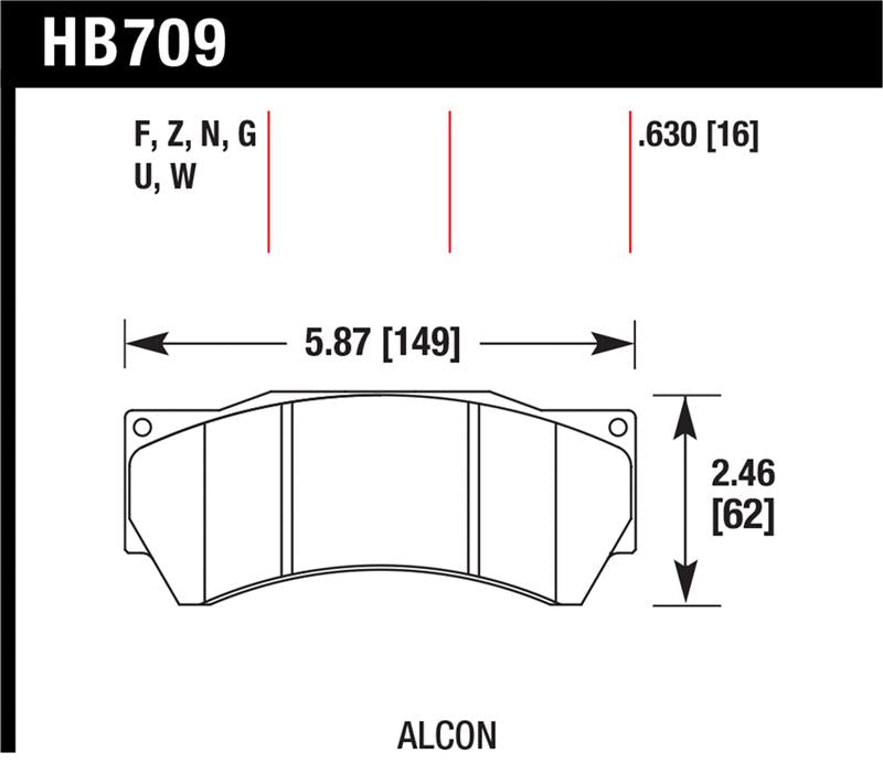 Hawk Performance Alcon Mono 6, Model 4497 DTC-70 Race Brake Pads - HB709U.630