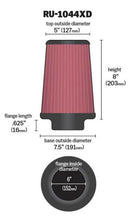 Load image into Gallery viewer, K&amp;N Universal Clamp-On Air Filter 6in FLG / 7-1/2in B / 5in T / 8in H - RU-1044XD