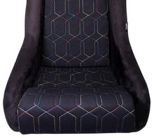 Load image into Gallery viewer, NRG FRP Bucket Seat (Black w/ Multi Color Geometric Pattern) - Large - FRP-300-MGEO-BK