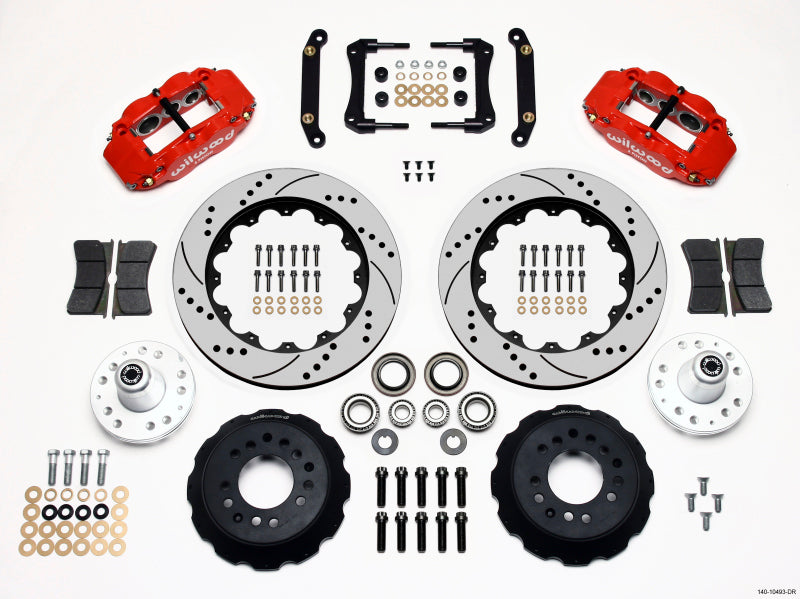 Wilwood Narrow Superlite 6R Front Hub Kit 14.00in Drill Red 79-81 Camaro - 140-10493-DR