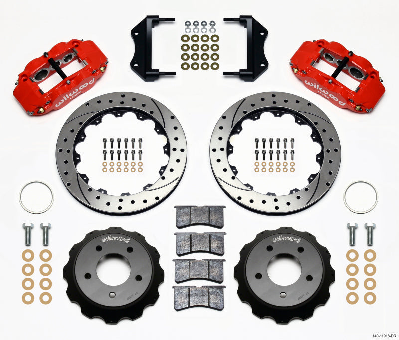 Wilwood Narrow Superlite 6R Front Hat Kit 12.88in Drilled Red 84-87 Corvette C4 - 140-11918-DR