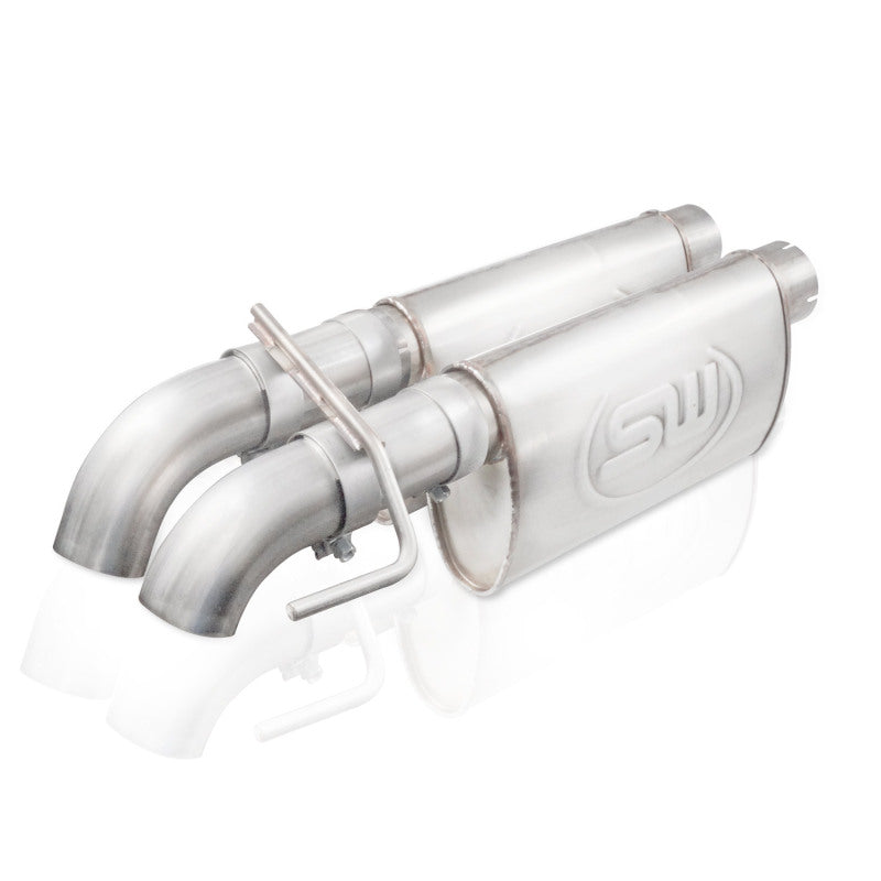 Stainless Works 2010-14 Ford Raptor 3in Exhaust Chambered Mufflers Dump Exit - FTR13CBDP