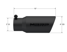 Load image into Gallery viewer, MBRP Universal Tip 4in OD 3in Inlet 10in Length Angled Rolled End Black - T5155BLK