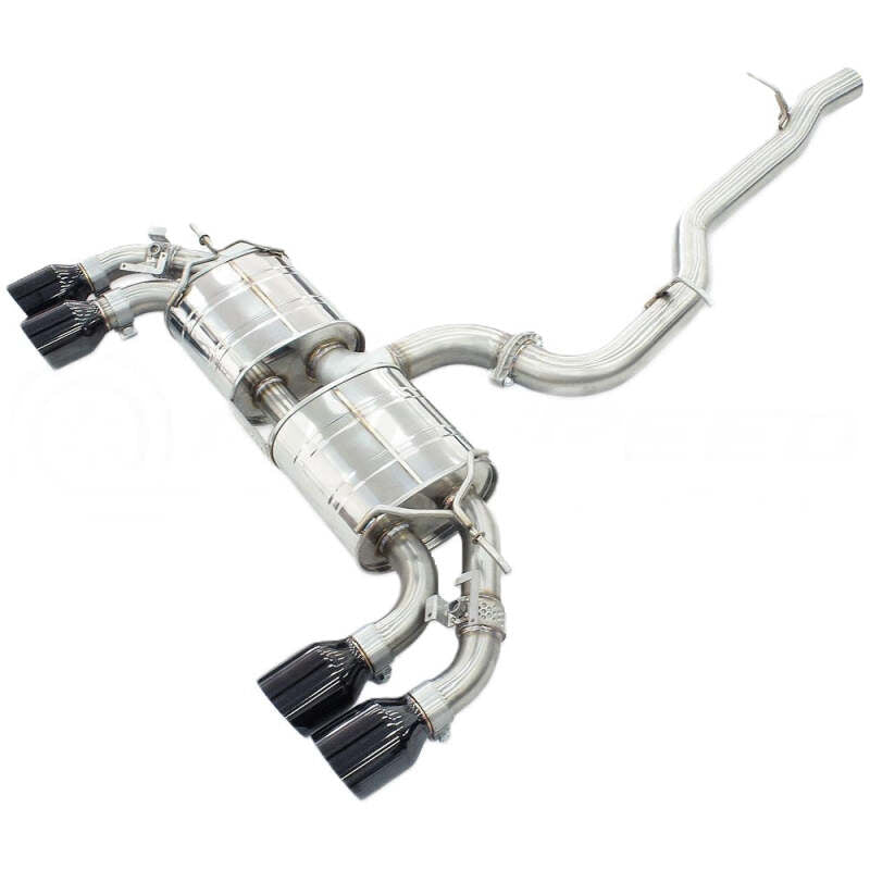 Invidia 2022+ Volkswagen Golf R MK8 76mm R400 Valved Cat Back Exhaust Straight Cut Black Tips - HS22GFR8GV4SB