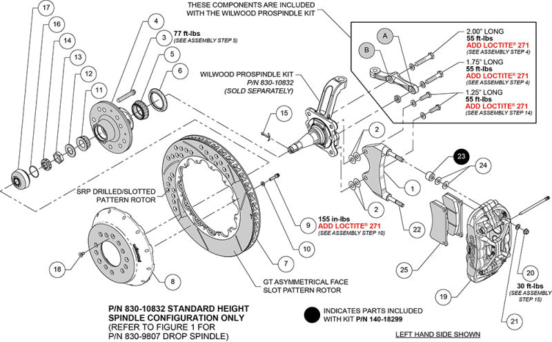 Wilwood kit front XRS6R wwe pro spindle 13.00 rotor GT red - 140-18298-R