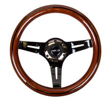Load image into Gallery viewer, NRG Classic Wood Grain Steering Wheel (310mm) Dark Wood &amp; Black Line Inlay w/Blk Chrome 3-Spoke Ctr. - ST-310BRB-BK