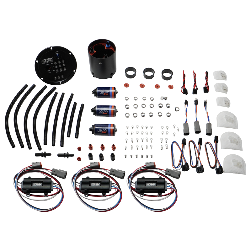 DeatschWerks 09-24 Nissan GT-R R35 X3 Triple Pump Module w/ Triple DW810 Pumps and Controllers - 9-811-C105-7021