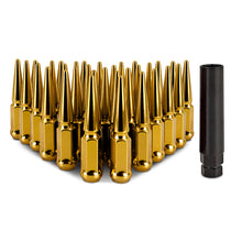 Load image into Gallery viewer, Mishimoto Mishimoto Steel Spiked Lug Nuts M14 x 1.5 32pc Set Gold - MMLG-SP1415-32GD