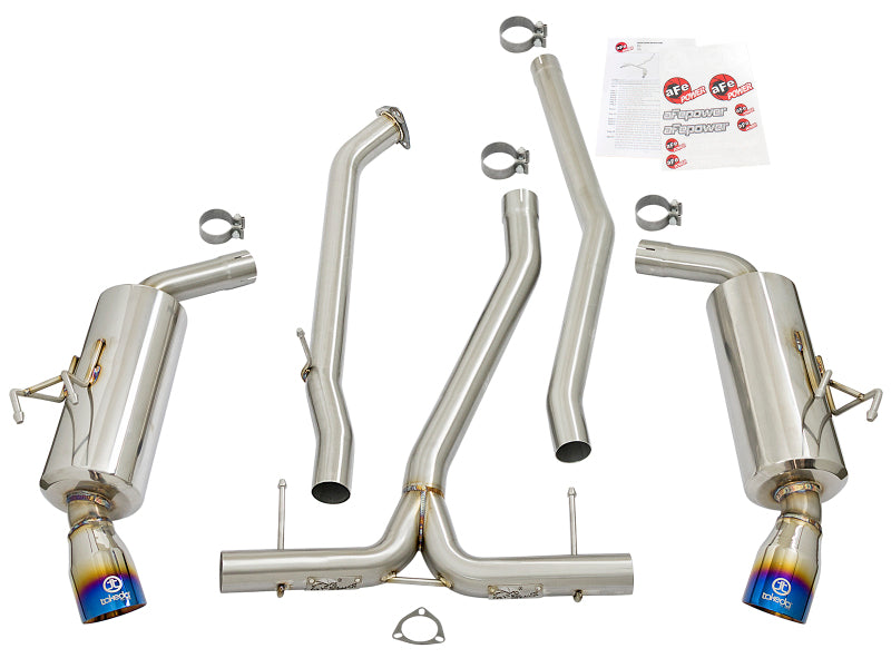 aFe POWER Takeda 16-17 Honda Civic I4-1.5L (t) 2.5-2.25in 304 SS CB Dual-Exit Exhaust Blue Tips - 49-36615-L