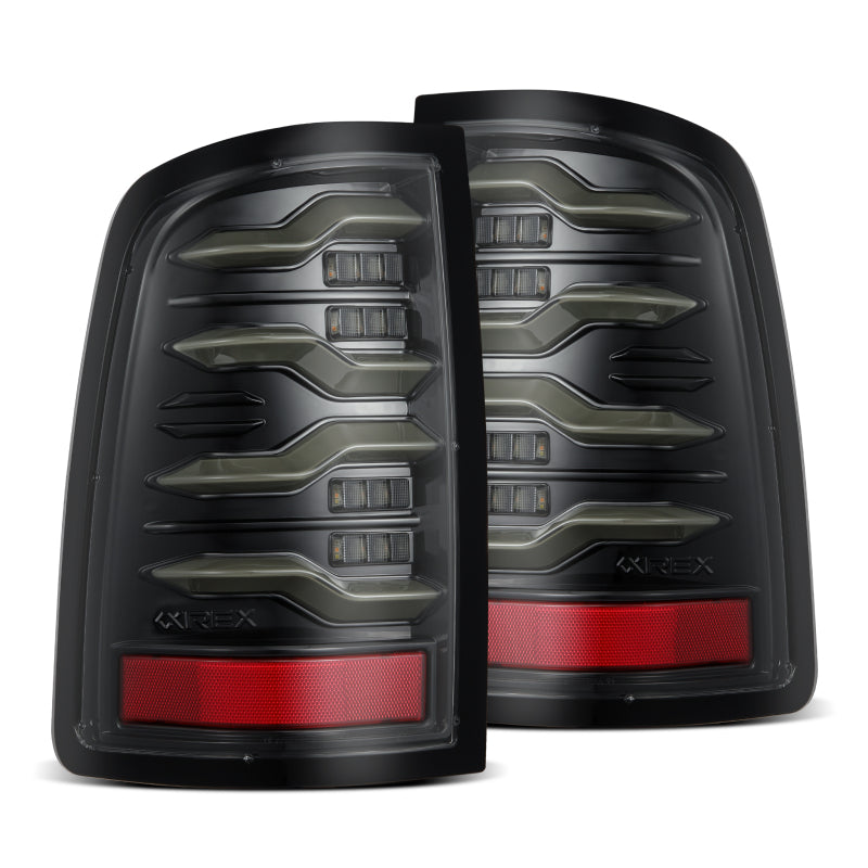 AlphaRex 09-18 Dodge Ram Luxx-Series LED Tail Lights Alpha-Black w/ Activation Light & Seq. Signal - 640003