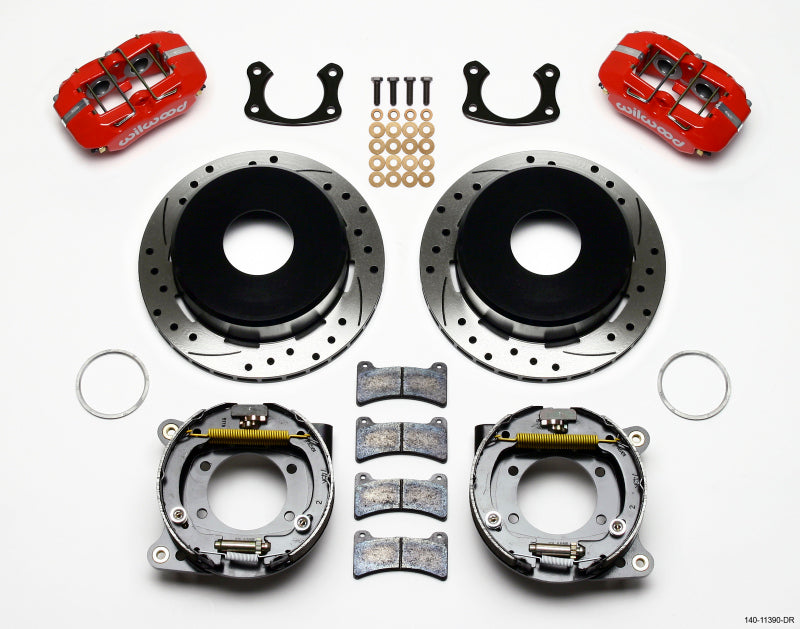 Wilwood Dynapro Low-Profile 11.00in P-Brake Kit Drill-Red New Big Ford 2.50in Offset - 140-11390-DR