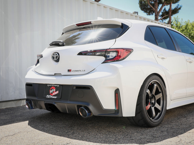 aFe 23-24 Toyota GR Corolla L3 1.6L (t) Gemini XV 3in to 2-1/2in Cat Back Exhaust w/ Blue Flame Tips - 49-36067-L