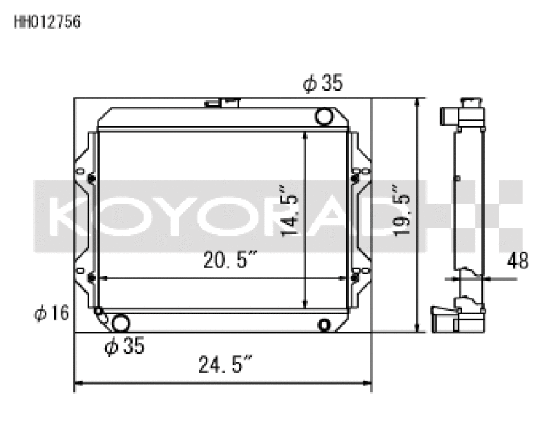 Koyo 76-77 Toyota Celica 2.2L I4 (MT) Radiator - HH012756