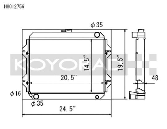 Koyo 76-77 Toyota Celica 2.2L I4 (MT) Radiator - HH012756