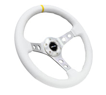 Load image into Gallery viewer, NRG Reinforced Steering Wheel (350mm / 3in. Deep) White Leather w/Silver Spoke &amp; Single Yellow Mark - RST-006WT-Y
