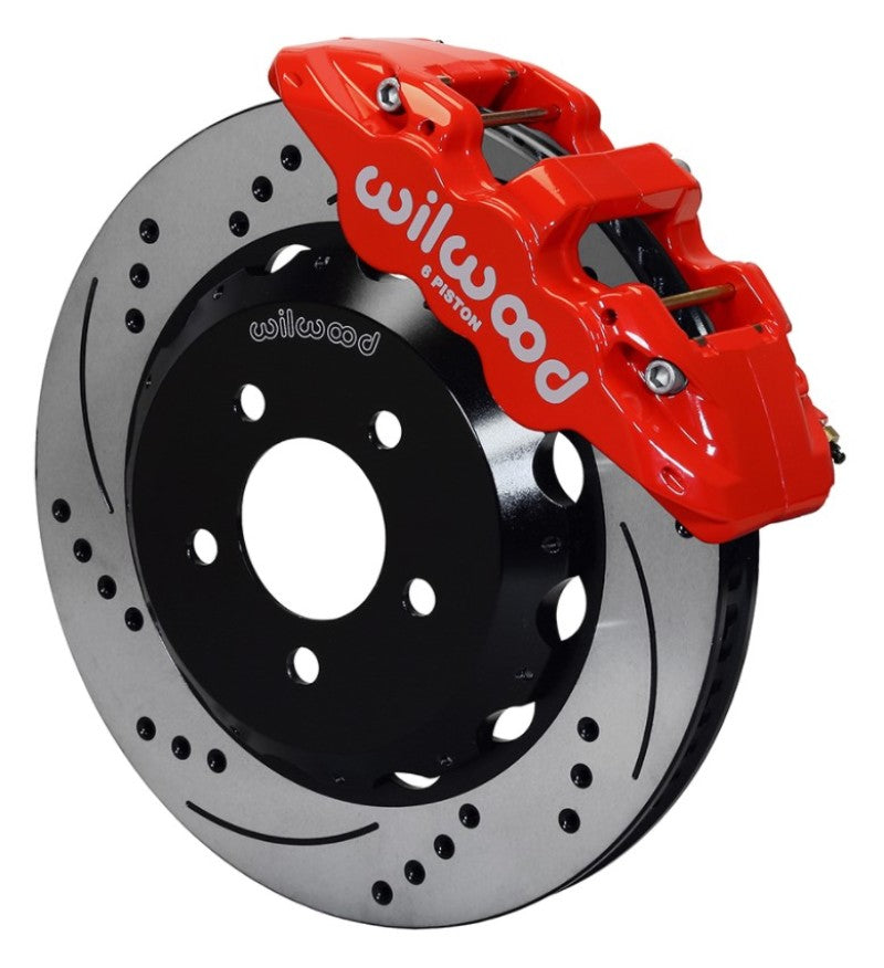 Wilwood AERO6 Front Hat Kit 15.00 Drilled Red 2016-Up Camaro w/Lines - 140-14289-DR