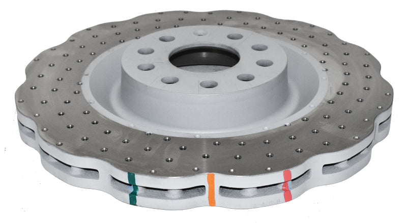 DBA 12-13 Volkswagen Golf R 2.0L Front 4000 Series Cross Drilled Rotor w/Silver Hat - DBA42808WSLVXD