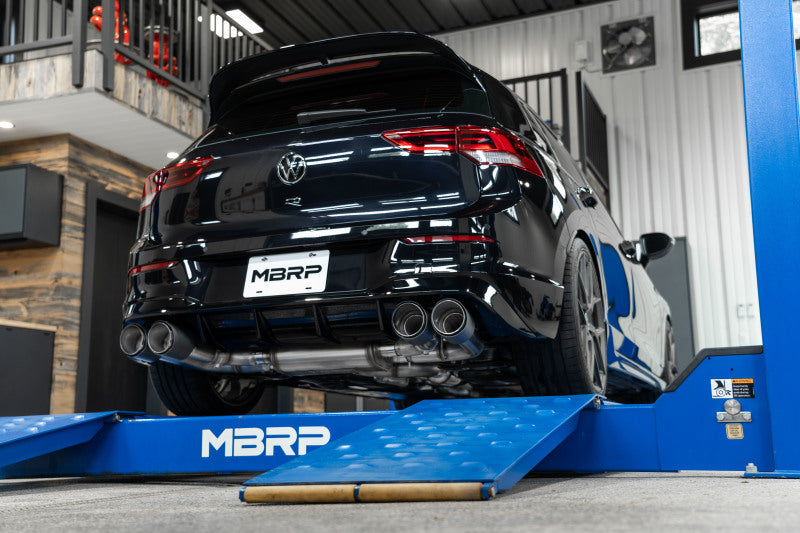 MBRP 2022 Volkswagen Golf R MK8 T304 Stainless Steel 3in Cat-Back, Quad Rear Exit- Carbon Fiber Tip - S46133CF