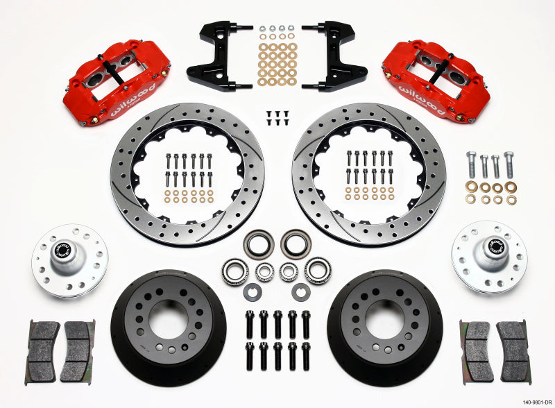 Wilwood Narrow Superlite 6R Front Hub Kit 12.88in Drill Red 74-80 Pinto/Mustang II Disc Spindle only - 140-9801-DR