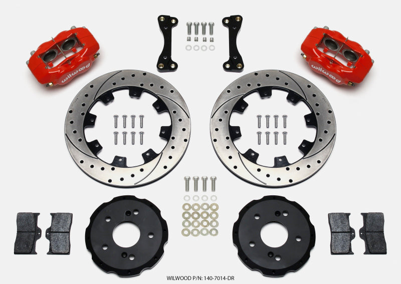 Wilwood Forged Dynalite Front Hat Kit 12.19in Drilled Red 02-06 Acura RSX-5 Lug - 140-7014-DR