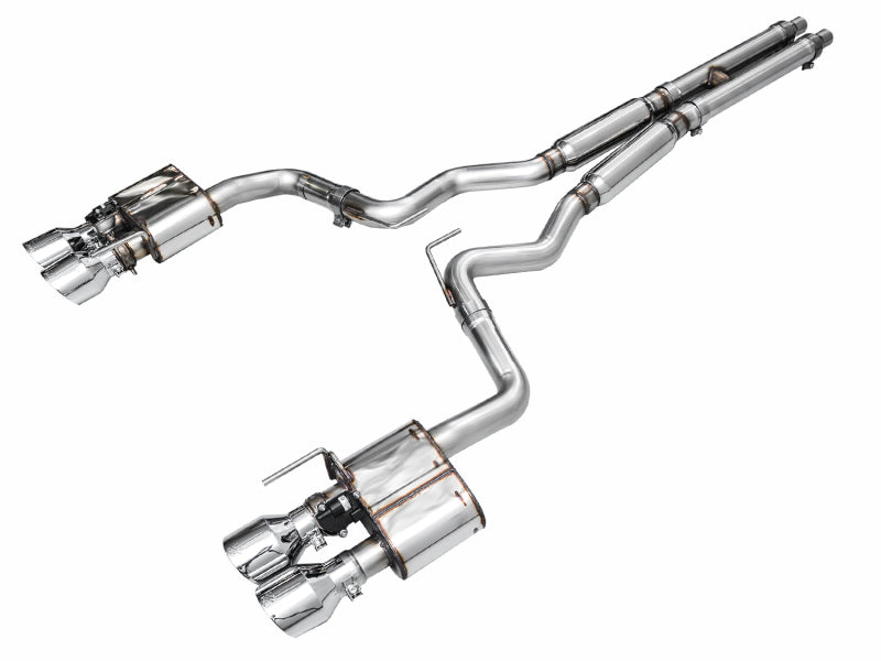 AWE 2024 Ford Mustang GT Fastback S650 RWD SwitchPath Cat-Back Exhaust w/ Quad Chrome Silver Tips - 3025-42650