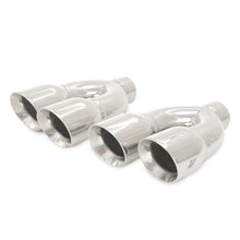 Load image into Gallery viewer, Mishimoto Universal Steel Muffler Tip 2.5in Inlet Dual Y Polished - MMEXH-TIP-QY25P