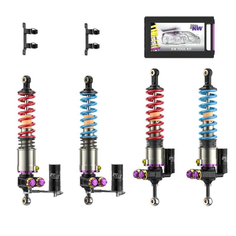 KW 04-05 Porsche Carrera GT Special Edition HLS4 V5 Coilover Kit w/ Red & Blue Springs - 3097140A
