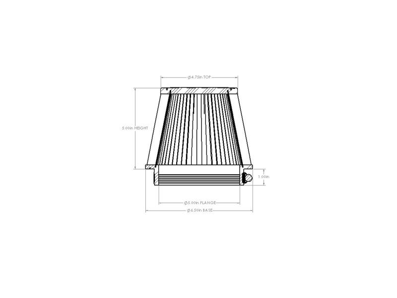 aFe POWER Universal Clamp-On Air Filter w/ D2 Dura-Dry Media - 5in F x 6.5in B x 4.75in T x 5in H - 21-50505V
