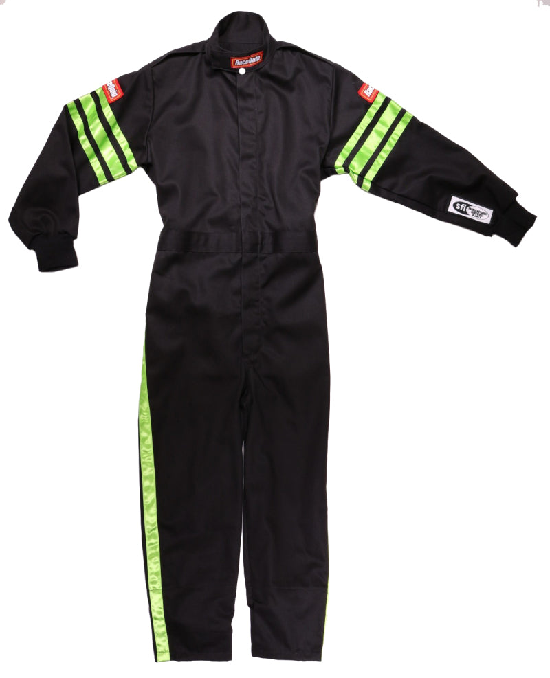 RaceQuip Green Trim SFI-1 JR. Suit - Kids Large - 1950795