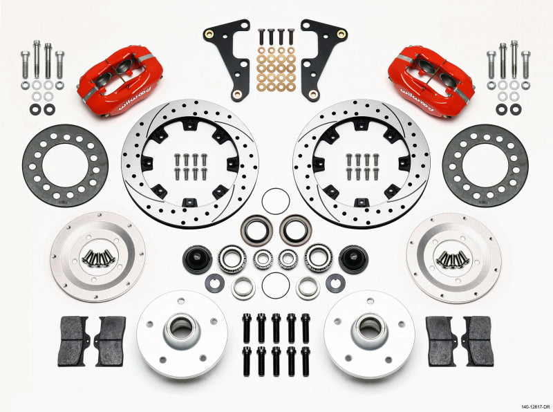 Wilwood Forged Dynalite Front Kit 11.75in Drilled Red 40-52 Oldsmobile - 140-12617-DR