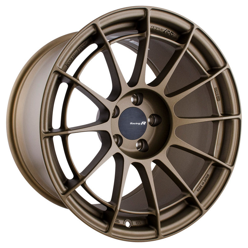 Enkei NT03RR 18x10.5 5x114.3 15mm Offset 75mm Bore Titanium Gold Wheel - 512-8105-6515GG