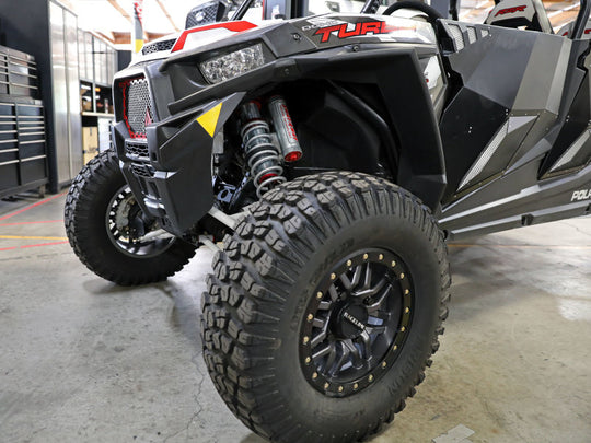 aFe 14-16 Polaris RZR 925/1000cc Sway-A-Way 2.5 Front Coilover Kit w/ PB Reservoirs and Comp Adj - 851-5600-03-CA