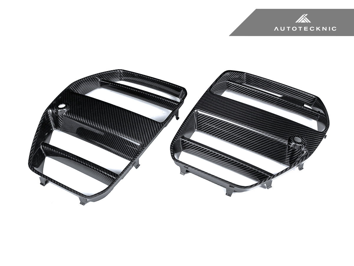 AutoTecknic Dry Carbon Podium V1 Front Grille Set - BMW G80 M3 | G82/ G83 M4