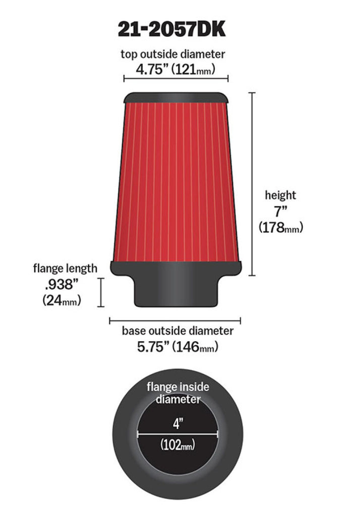 AEM Dryflow 4in x 7in Dryflow - 21-2057DK