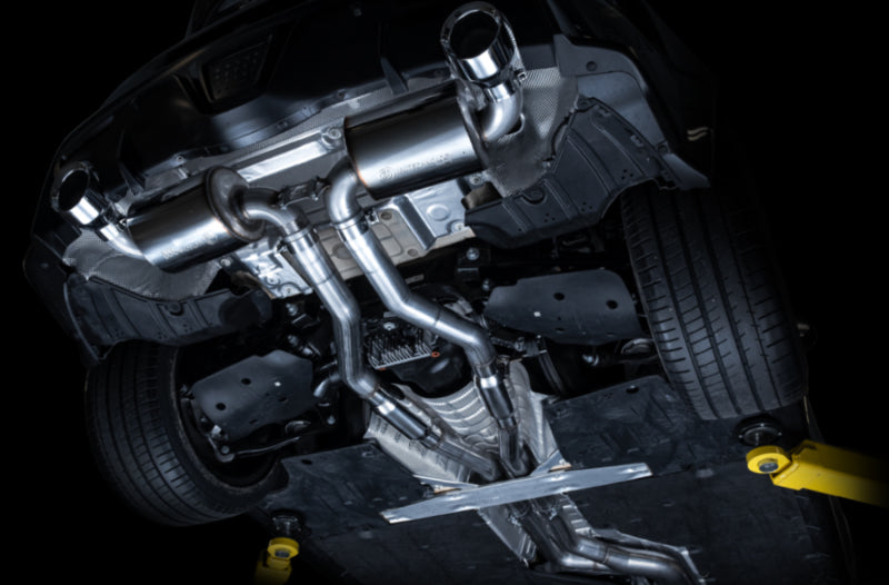 AWE Tuning 2020 Toyota Supra A90 Resonated Touring Edition Exhaust - 5in Chrome Silver Tips - 3015-32118