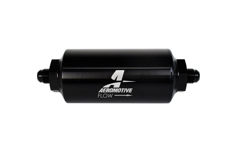 Aeromotive In-Line Filter - (AN-6 Male) 40 Micron Stainless Mesh Element Bright Dip Black Finish - 12348