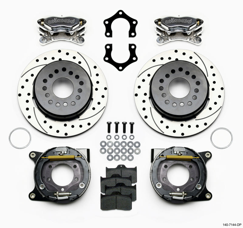 Wilwood Forged Dynalite P/S P-B Kit Drilled Polished Mopar/Dana 2.36in Off w/Snap Ring Bearing - 140-7144-DP