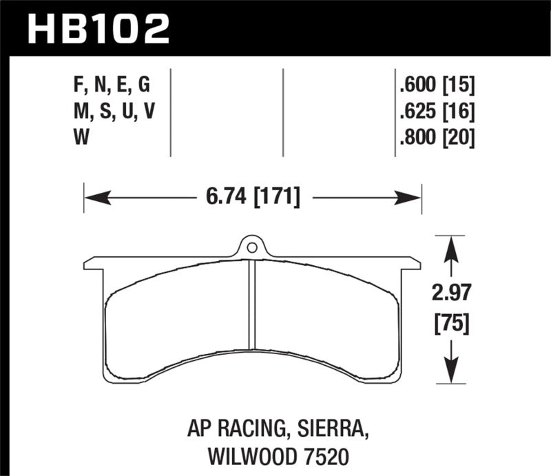 Hawk DTC-80 AP Racing 6/Sierra/JFZ/Wilwood 20mm Race Brake Pads - HB102Q.800