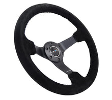 Load image into Gallery viewer, NRG Reinforced Steering Wheel (350mm / 3in. Deep) Blk Suede/Blk Bball Stitch w/5mm Matte Black Spoke - RST-036MB-S-BK