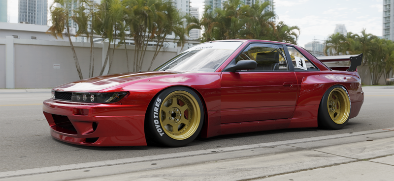 GReddy 89-94 Nissan 240SX Coupe w/ Silvia Headlights Pandem S13 Full Wide-Body Aero Kit w/o GT Wing - 66920280