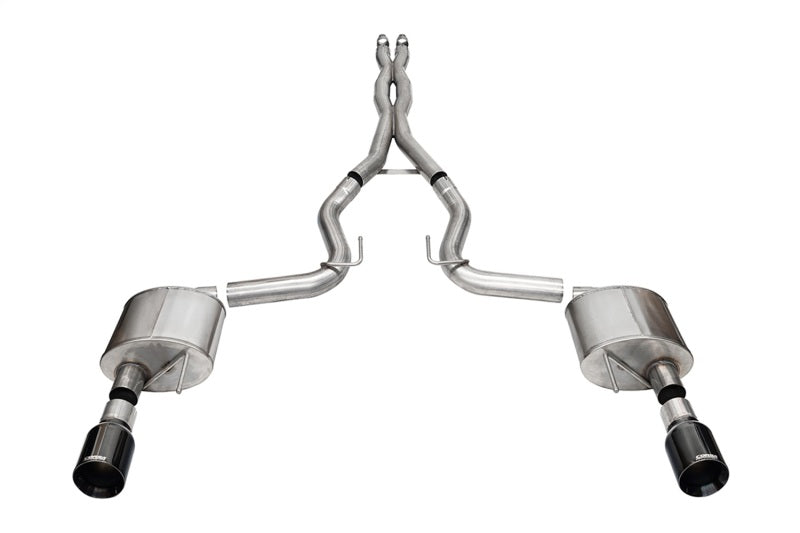 Corsa 24+ Ford MustangGT Xtreme Cat-Back Ex.Sys 3.0in Dual Rear Exit w/4.5in Blk PVD StraightCut Tip - 21251BLK