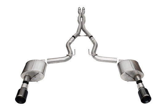 Corsa 24+ Ford MustangGT Xtreme Cat-Back Ex.Sys 3.0in Dual Rear Exit w/4.5in Blk PVD StraightCut Tip - 21251BLK