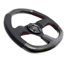 Load image into Gallery viewer, NRG Carbon Fiber Steering Wheel (320mm) Flat Bottom &amp; Leather Trim w/Red Stitching - ST-009CFRS